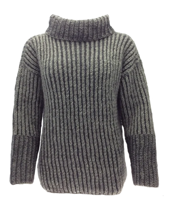 GEpard Oversize sweater i 2-farvet patent