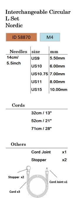 Seeknit Koshitsu M4 Jumbo Set, 14 cm, 5 sizes